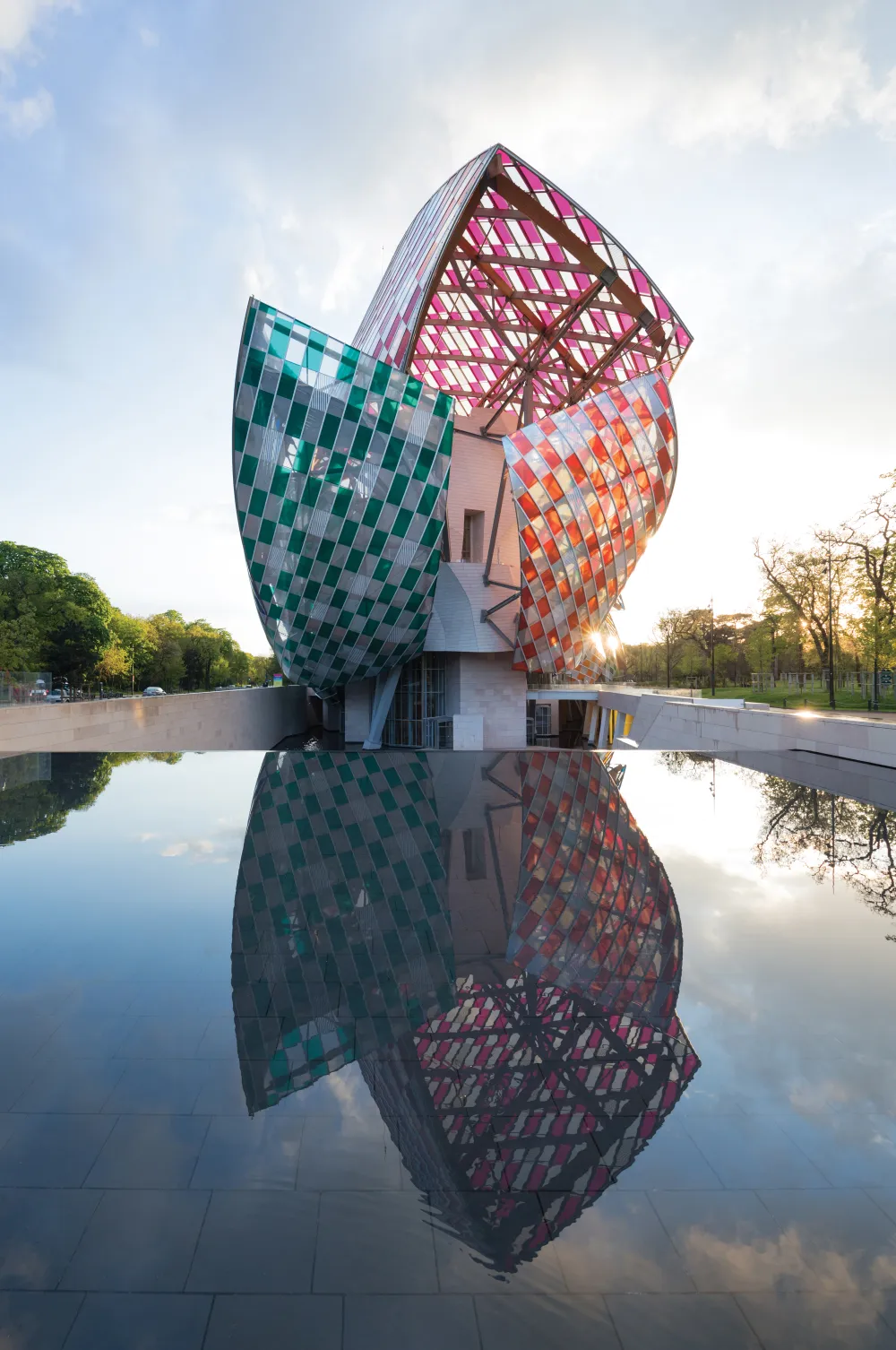 Fondation Louis Vuitton in Paris. Installation by Daniel Buren.