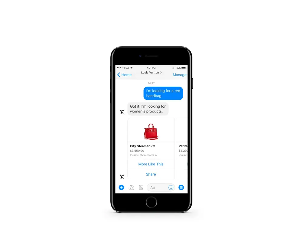 ルイ・ヴィトンのFacebook Messenger上のバーチャルアシスタント